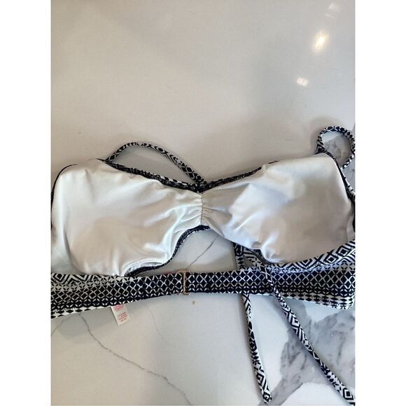 Victoria’s Secret Womens The Bow Bikini Top Bottom M Black White - Picture 5 of 6